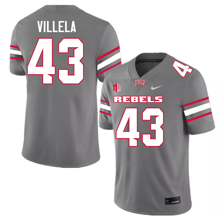 Men #43 Ramon Villela UNLV Rebels College Football Jerseys Stitched-Grey